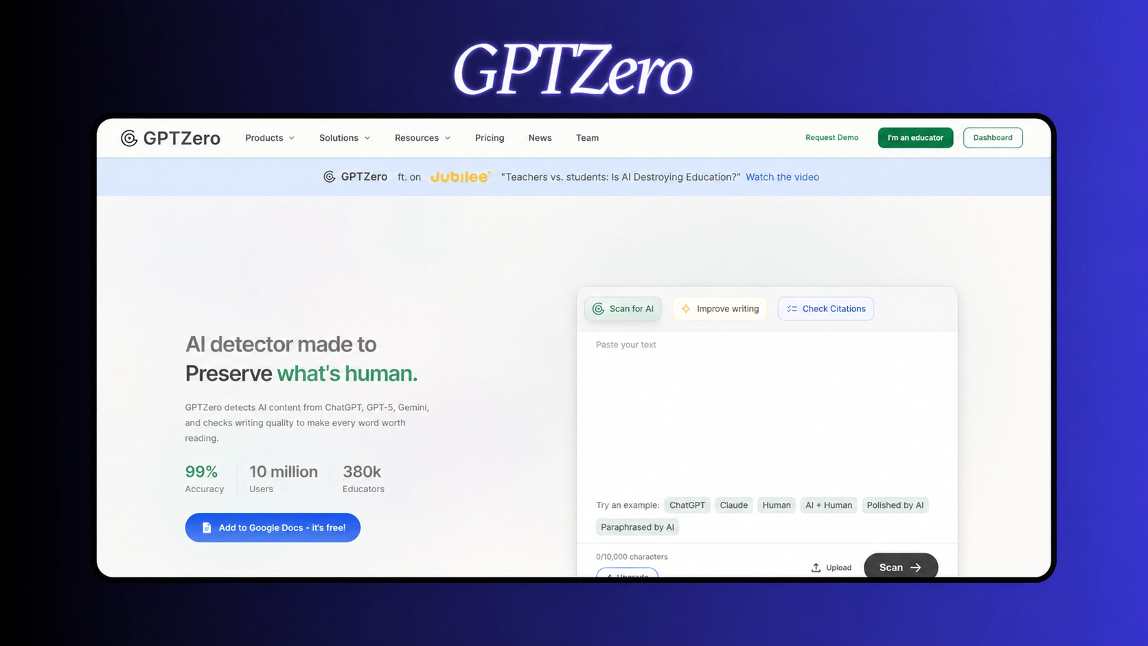 ZeroGPT gptzero-ai-detection-tool